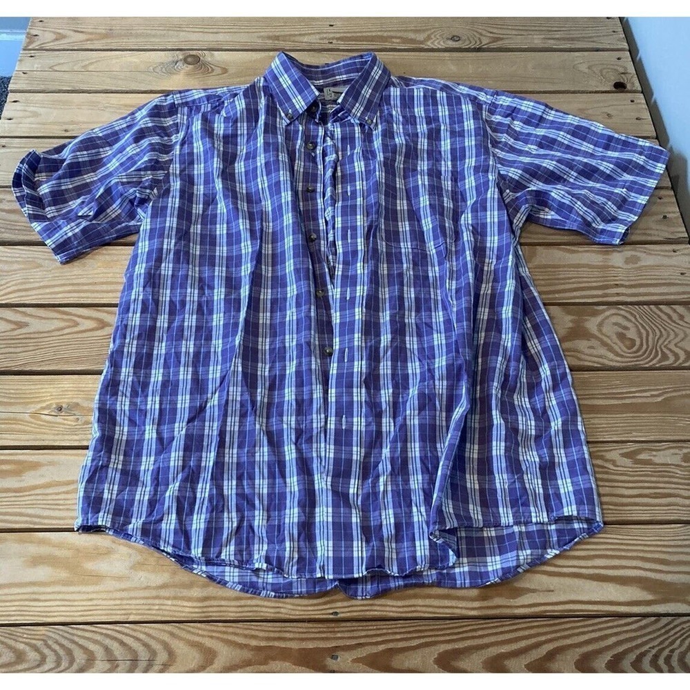 L.L. Bean Button Up Shirt Size Large Men’s Purple Short Sleeve